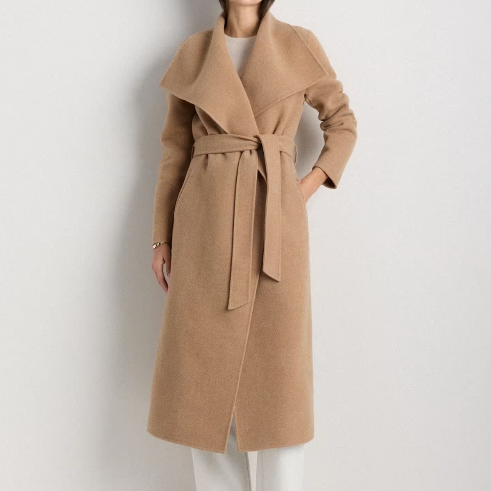 Quince Double-Faced Merino Wool Draped Collar Wrap Coat - NWOT - Picture 4 of 15